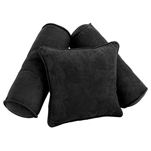 Blazing Needles 9816-S3-CD-MS-BK Corded Microsuede Throw Pillow Set cover