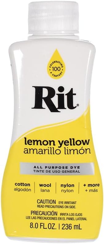 Craft County Rit Dye Liquid – Multiple Colors – 8 Oz. - Use on Cotton, Wool, Nylon, Etc. – Non-Toxic Dye – Apparel, Shoes, Accessories, and Home Décor (Lemon Yellow)