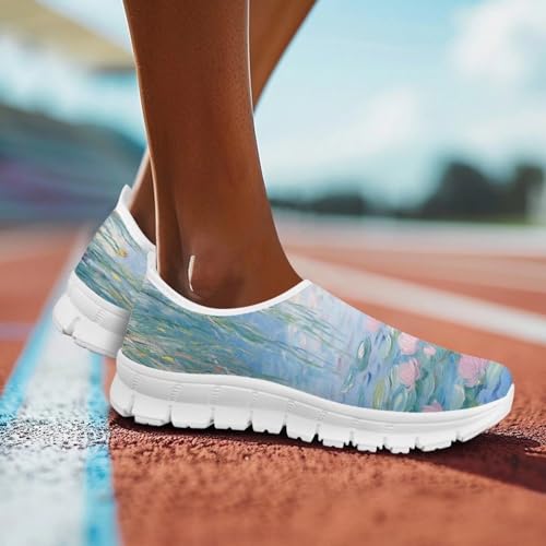 Image of Floral Sneakers for Women Colorful Art Shoes for Women Slip On Casual Work Shoes