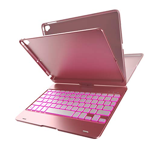 TYPECASE Flexbook- iPad Keyboard Case for iPad 6th & 5th Gen - iPad Pro 9.7 - iPad Air 2 & 1 - Thin & Light - 360 Rotatable - Wireless/BT - Backlit 10 Color (Rose Gold)
