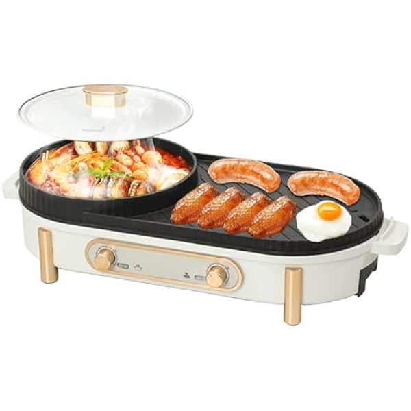 Elektryczny hot pot z grillem, 2 w 1 grill elektryczny, chiński garnek kuchenny, 220 V, 1700 W, elektryczny hot pots, koreański grill BBQ, na małe uroczystości rodzinne z trzema do sześciu osób