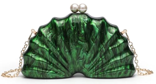Womens Acrylic Shell Purse Evening Clutch Acrylic Evening Handbag Seashell Bag Clutch Chain Shoulder Bag Party Purse