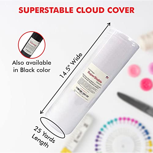 Superpunch Cloud Cover Stitch 14.5 Inch X 25 Yard Roll, Superstable Lightweight Stabilizer Iron On Over The Back Fusible, Iron On Soft Cutaway Stabilizer Embroidery Machines Backing White Made In Usa #TOP1