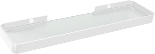 Miniatura 7 de Z metnal Estantes pequeños de vidrio para baño, estante flotante negro mate, mini organizador de estantes de pared, montaje en la pared (vidrio