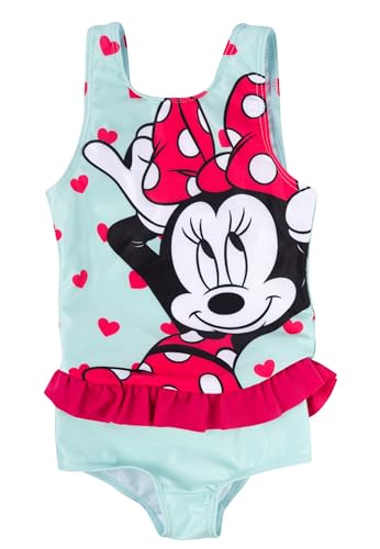 Disney Minnie Mouse Badeanzug mit Rüschen für Mädchen - Kinder Schwimmanzug Türkis (DE/NL/SE/PL, Numerisch, 110, 116, Regular, Türkis)
