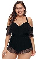 Boldgal Women's Sheer Swim Mesh Plus Size One-Piece Swimsuit (Black_X-Large)