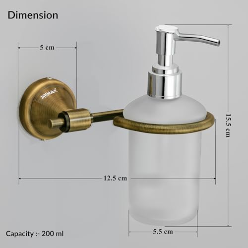 Image of Plantex (Primax) 304 Grade Stainless Steel Liquid Soap Dispenser for Bathroom /Shampoo Dispenser /Hand Wash Dispenser /Bathroom Accessories-Pack of 1 (Brass Antique)