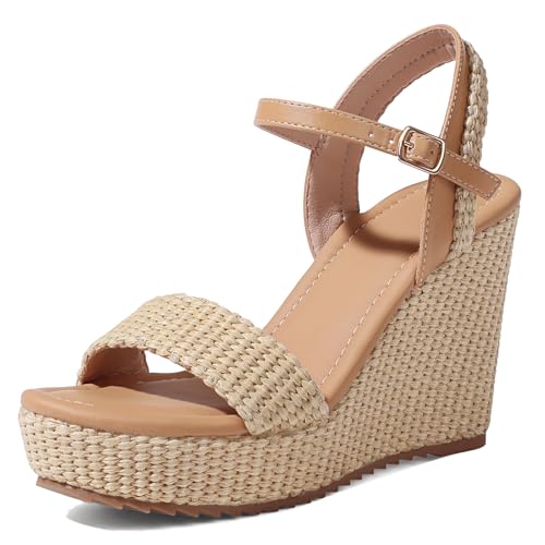 mikarka Women's Espadrille Wedge Sandals: Ankle Strap Platform Open Toe Wedges - Stylish High Heel...