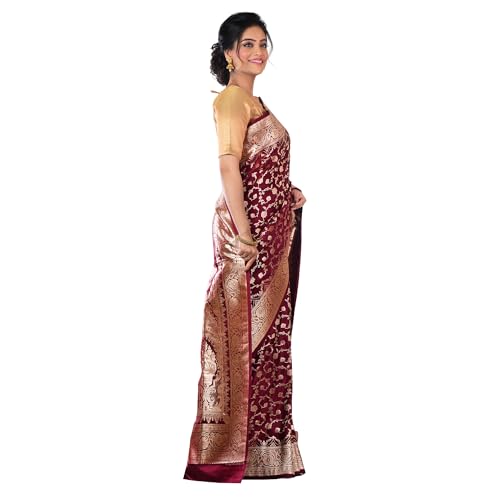 Aishani Collection gold banarasi silk saree in katan silk – image 4