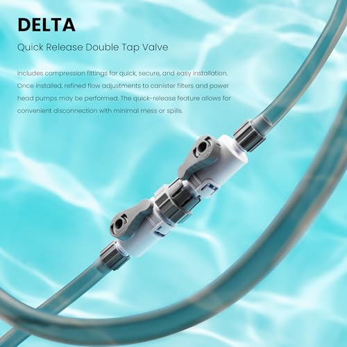 Image of Ultum Nature Systems Delta Quick Release Double Tap Valve for Aquarium Canister Filters (1 /2 inch (12 /16mm) to 5 /8 inch (16 /22mm))