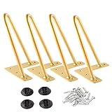 Osring Solid Metal Hairpin Legs 4 Inch Furniture Table Leg 4pcs, 3/8 Inch Dia 2-Rod Hairpin Feet...