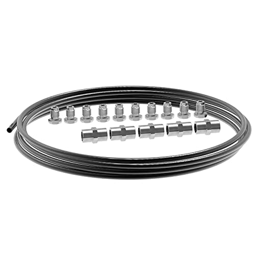 5m Bremsleitung Ø 4,75mm Stahl im SET + 10 Verschraubungen + 5 Verbinder M10 x 1 DIN 74 234 konform verkupfertes Stahl-Bremsrohr im Sortiment für Bördel F