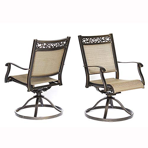 Dali Swivel Rocker Chair, Cast Aluminum All-Weather Comfort Club Arm Patio Dining Chair 2 Pc #TOP4