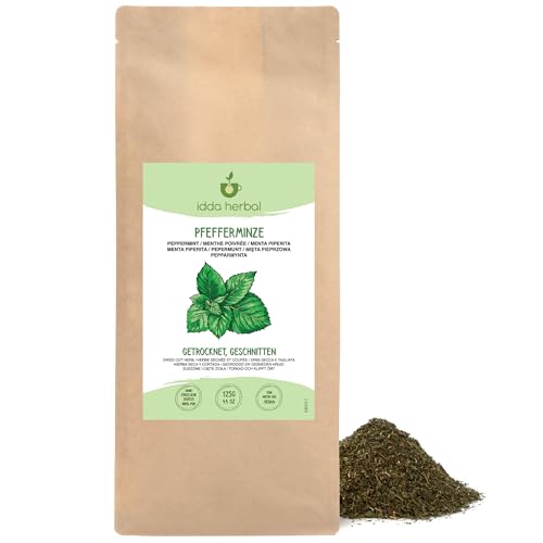 Té suelto de hierbas de menta (125 g, 4.5 onzas), hojas cortadas y secadas suavemente para infusión de hierbas, 100% natural y puro