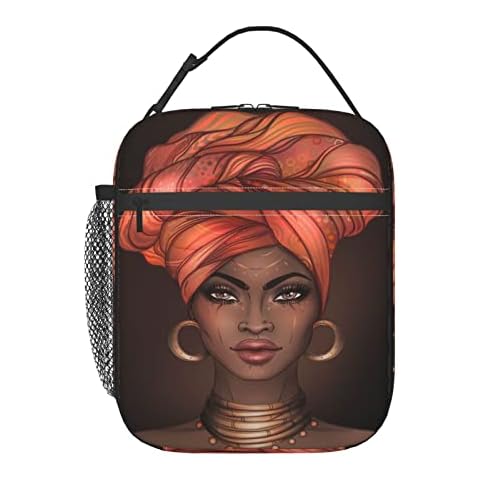 Gbuzozie African American Black Woman Lunch Bag Insulated Portable Reusable Lunch Box With Zipper For Picnic Work Office Travel School Cover
