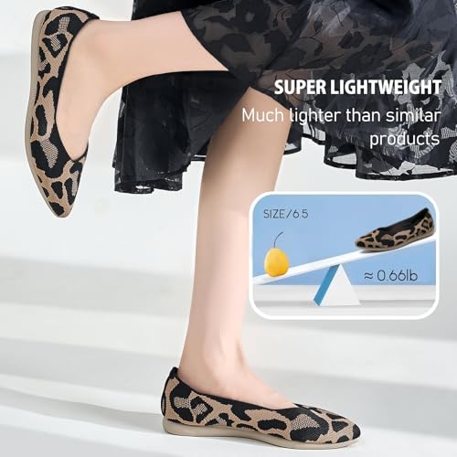 Buyrew Women's Ballet Flats Pointed Toe Knit Slip On Arch Support Comfortable Dress Shoes for Women Low Wedge Casual Work Flats4