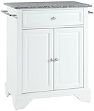 Crosley Furniture Lafayette Granite Top Small Portable Rolling Kitchen Island Storage Cart, Microwave Stand, White