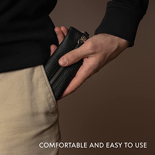 Premium Genuine Leather Key Holder Pouch Unisex For Men And Women, Car Key Case With Zipper Keychain, Keyring, Key Holder Organiser, Key Fob, Keys Purse Gift #TOP5