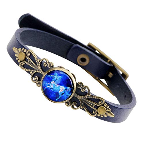 Bracelet couple en cuir sauvage avec boucle constellation