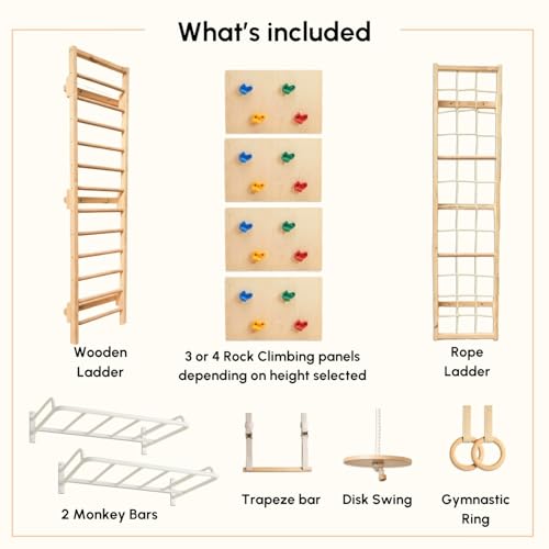 Image of Curious Cub Jungle Gym for Kids Indoor | Kids Gym Play Set | Contains Monkey Bar, Gymnastics Ring, Disk Swing, Rope Ladder for Kids to Play Indoor Fun Activity for Ages 4+