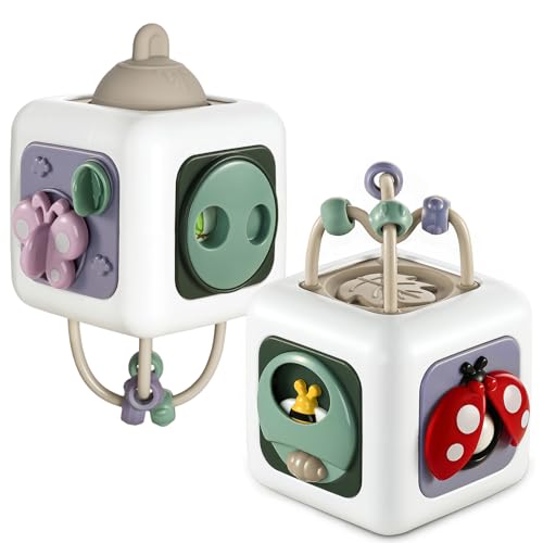 Image of Aprilwolf Montessori Educational Insect Busy Cube Toys for 1+ Year Old Boys Girls, Car Seat Airplane Travel Sensory Toys for Toddlers 1-3, 1st Birthday Gifts 6 12 Months