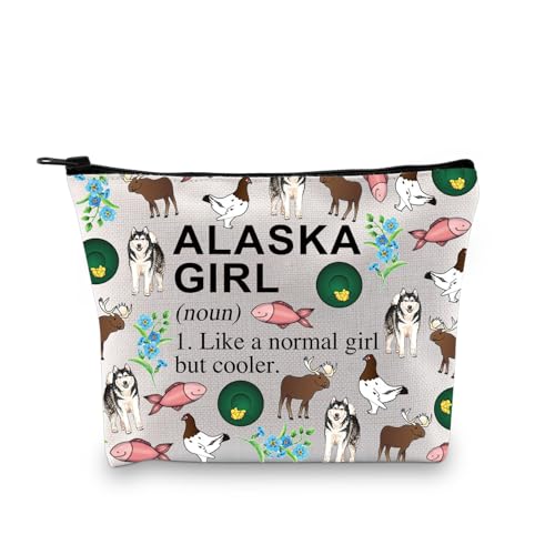 XYANFA Alaska Girl Gift Alaska Cruise Makeup Bag Alaska Travel Gift Alaska Souvenirs Gift Matching Cruise Gift Alaskan Vacation Cosmetic Bag (ALASKA GIRL (noun))