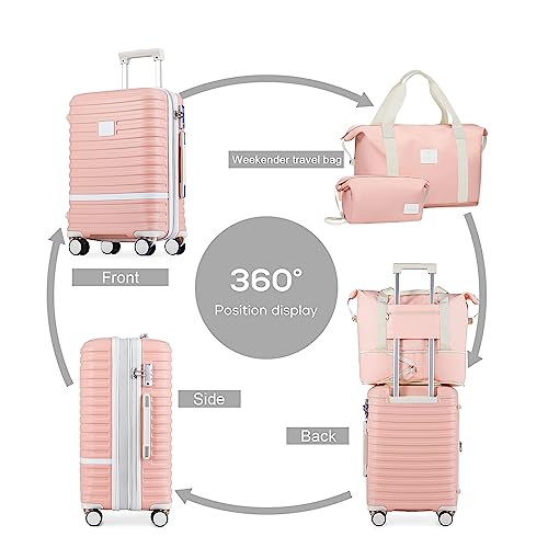 Image of Joyway Carry On Luggage 20 Inch Expandable Suitcase with Spinner Wheel, 3 Piece Hard Shell Luggage Set with TSA Lock(Pink)