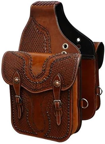 Western Leather Saddle Bag for Horse | Horse Riding Pleasure Trail Ride Suitable for Horse Riding and Barrel Racing | Saddle Bag with Adjustable Strap ||Size- Medium (42)
