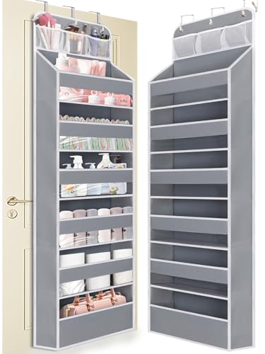 Wakaye Over the Door Organizer 7 Tiers - 55lb Heavy Duty Door Hanging Organizer, No Tilt Behind Door Storage for Bedroom/Bathroom/Closet/Nursery/Shoe Storage, Grey, 1 Pack