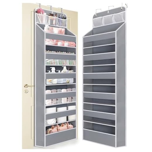 Wakaye Over the Door Organizer 7 Tiers - 55lb Heavy Duty Door Hanging Organizer, No Tilt Behind Door Storage for Bedroom/Bathroom/Closet/Nursery/Shoe Storage, Grey, 1 Pack