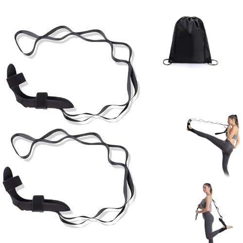 Correa elástica Izzila con presillas y pie desmontable, banda elástica for gimnasia, for mujeres y hombres, correa elástica for yoga, estirador de pies y pantorrillas for entrenamiento y fitness.(Negr