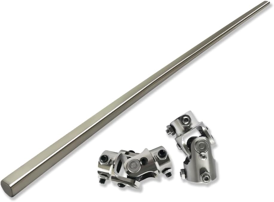 Chrome 36" Steering Shaft & 3/4" DD Universal Steering U Joint & 1" DD Universal Steering U Joint 83mm Length Chrome Steel