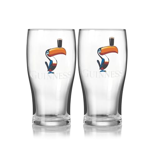 Guinness 20oz Toucan Pint Glass – Twin Pack | Official Merchandise – Vintage Irish Pub Barware