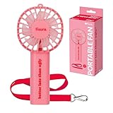 FISURA – Tragbarer Handventilator blau „Air Conditioning“, wiederaufladbarer Mini Ventilator mit 3 Geschwindigkeiten und Trageschlaufe, ideal für Sommer (Better late, rosa)
