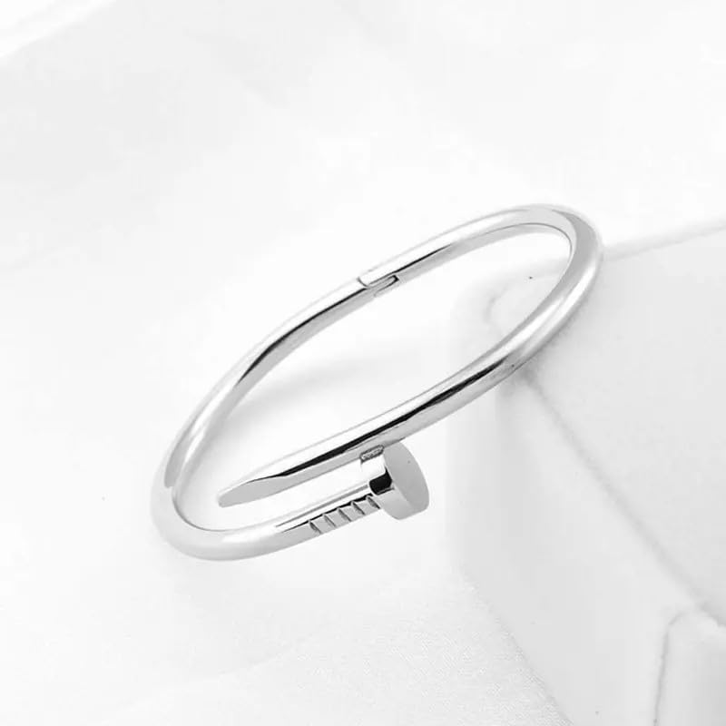 Stainless Steel Women Simple Versatile Style Nail Adjustable Ring Bracelet Earings Necklace Collar Jewellery 4 Piece Set_8909 image 5