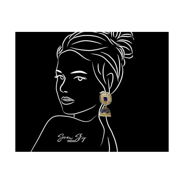 Ethnic Blue Jhumka Earrings for Women - Image 4