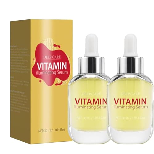 Sero iluminador de vitamina para la cara, suero de vitamina C, con vitamina C y ácido hialurónico, fortalece los hidratos de barrera, el refuerzo de radiación para la piel opaca,2PCS