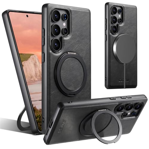 Étui en cuir effet cire d'huile pour Samsung Galaxy S23 Plus coque chic noire