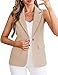GoMamee Womens Sleeveless Summer Vest Blazer Lightweight Fashion Casual Vests Blazers with Pockets Beige, Large