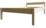 LIEGEWERK Seniorenbett mit Kopfteil 90x200 cm Bett Massivholzbett Holzbett Betthöhe 45cm/75cm erhöht Komforthöhe für Senioren (90 x 200)