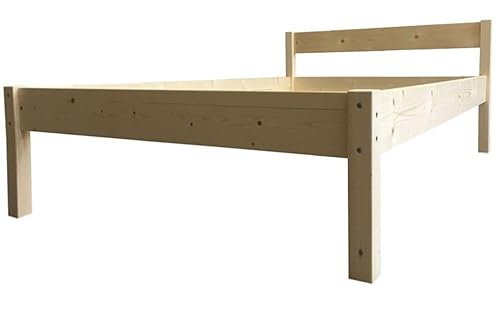 LIEGEWERK Seniorenbett mit Kopfteil 100x200 cm Bett Massivholzbett Holzbett Betthöhe 45cm/75cm erhöht Komforthöhe für Senioren (100 x 200)