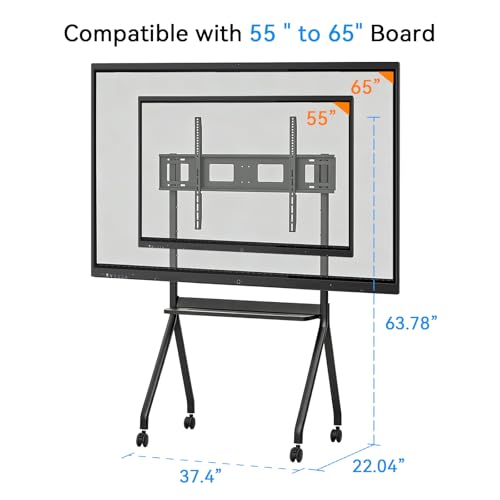 Image of Mobile Smart Board Stand with Wheels, Height Adjustable Interactive Whiteboard Cart for 55 /65'' Screens