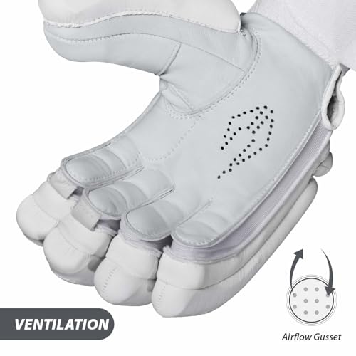 Image of DSC RS 35 God's Plan Cricket Batting Gloves | Airflow Gusset | Moisture Absorption | Optimum Ventilation | Durability & Long-Lasting | Material: PU-Leather | Color: White |
