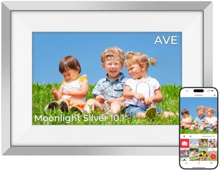 Frameo Digitaler Bilderrahmen Mondlichtsilber WLAN 10.1 Zoll 1280 * 800 HD | Elegantes Silber für moderne Räume, Liebste mit Erinnerungen über Frameo verbunden, ein bedeutungsvolle