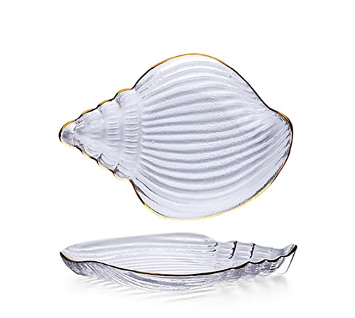 Piatti da insalata in vetro da 21,1 cm, piatti piani, piatti per pasta, dessert, antipasti, sushi, frutta (piatto a conchiglia)