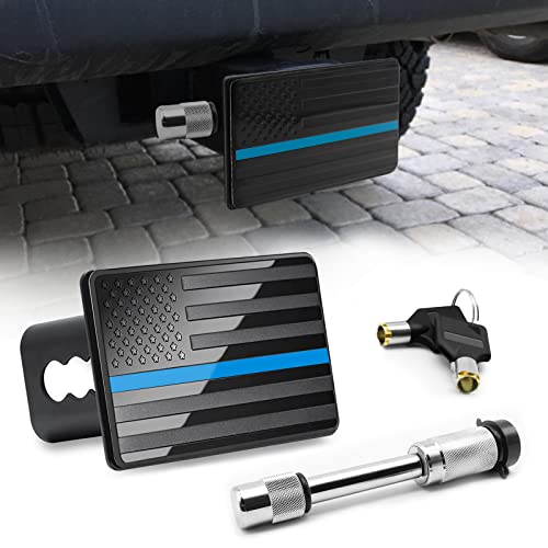 Limsas Trailer Hitch Cover For 2 Inch Receivers,Tow Hitch Cover Metal American Flag Hitch Cover,With 5/8-Inch Diameter Diameter Trailer Hitch Lock,Heavy Duty Hitch Cover Fits Trucks Pickup #TOP3