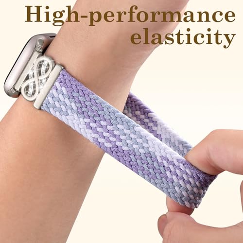 Braided Stretchy Elastic Bands Compatible with Apple Watch Series 11 46mm Band Men 44mm 45mm 49mm, Soft Nylon Magnetic Clasp Infinity Loops Strap for Apple Watch Series 10 9 8 7 6 5 4 3 2 1 SE Ultra — view 5