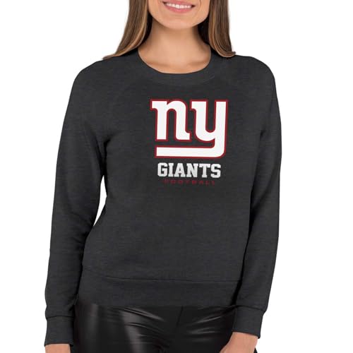 Team Fan Apparel Sudadera ligera de forro polar con cuello redondo y logotipo de la NFL para mujer, con licencia oficial (New York Giants - Negro, para mujer, talla S)