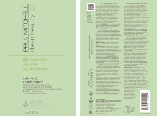 John Paul Mitchell Systems Paul Mitchell Clean Beauty Anti-Frizz Conditioner Ultra-Rich Formula Improves Elasticity For Textured Frizz-Prone Hair