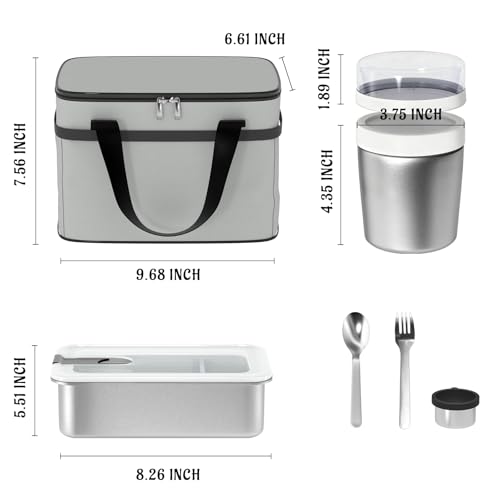 Image of Bakpoco Stainless Steel Bento Lunch Box Set for Adult - 42oz Leak-Proof Bento Lunch Box Container with Thermo, Insulated Bag for Work Travel Dining Out